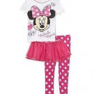 DISNEY MINNIE MOUSE Size 3T 3-PIECE TUTU Pajama Polka Dot Pants Set