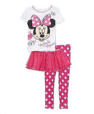 DISNEY MINNIE MOUSE Size 3T 3-PIECE TUTU Pajama Polka Dot Pants Set