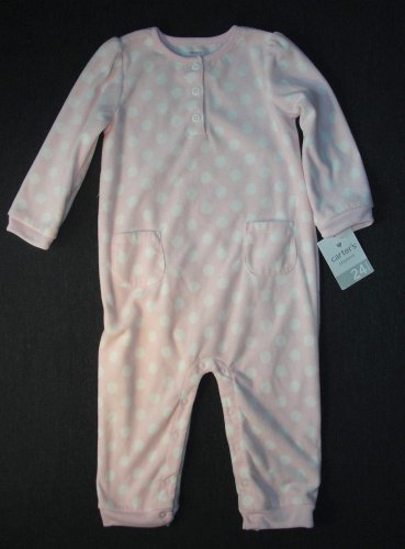 CARTER'S Girl's 24 Months Pink Dot KITTY Romper, One-Piece, NEW
