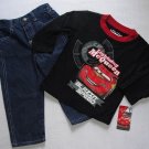 DISNEY CARS Boy's Size 18 Months LIGHTNING MCQUEEN Shirt, Denim Jeans Set