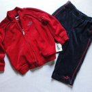 PUMA Boy's Size 18 Months Red and Blue Velour Athletic Zipper Jacket Pants Set