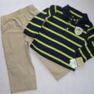 CARTER'S Boy's 18 Months CAPTAIN ADORABLE Striped Polo Shirt, Khaki Pants Set