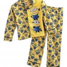 DISNEY DESPICABLE ME MINIONS Boy's Size 6 Flannel Coat Pajama Set