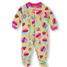THE CHILDREN'S PLACE Girl's 3T Green CUPCAKE Fleece Footed Pajama Sleeper