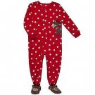 CARTER'S Girl's Size 3T Red Polka Dot Fleece Reindeer Pajama Sleeper, NEW