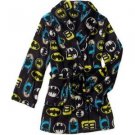 BATMAN Boy's Size 8 OR 10/12 Fleece Bath Robe, Black Print Bathrobe