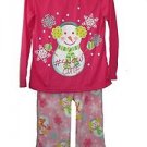 Girl's Size 7/8 Pink Fleece Pajama Pants Snowman Cute PJ Top Set