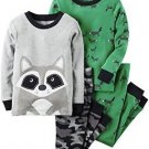 CARTER'S Boy's Size 3T, 4T OR 5T RACCOON Camo 4-Piece Pajama Set