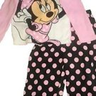 MINNIE MOUSE Girl's Size 4T Fleece Polka Dot Pajama Set