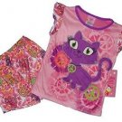Girl's Size 4/5 OR  7/8 Purple Peace Kitty Satin Pajama Shorts Set
