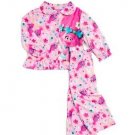 Girl's Size 4T Trolls Polly and Floral Pink Flannel Coat Pajama Set