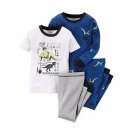 Boy's 5, 6, 7, 8, 10 OR 12 Glow-in-the-Dark 4 Piece Dino Dinosaur Pajama Set