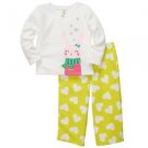 CARTER'S Girl's Size 5T Fleece Snow Bunny Pajama Pants Set