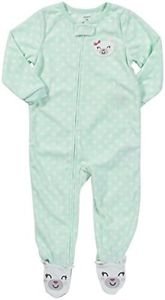 Carter's Girl's Size 24 Months Fleece Mint Green Dot Pajama Sleeper