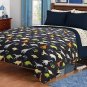 Children's Twin/Full Navy Dinosaur Print Plush Fleece Blanket
