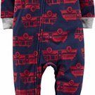 Carter's Boy's Size 3T, 4T, 5T Navy Firetruck Print Fleece Footed Pajama Sleeper
