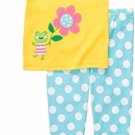 CARTER'S Girl's Size 3T Yellow Frog, Flowers and Dot Spring Pajama Pants Set