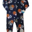 Boy's Size 4 Blue SPORTS Print Fleece Footed Blanket Pajama Sleeper