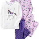 CARTER'S Girl's 4-Piece Size 3T Purple Horse Pony Dot Pajama Set