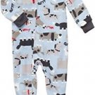 Boy's Size 4T Puppy Dog Blue Fleece Footed Pajama Sleeper