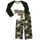 CARTER'S Boy's Size 4 Green DINOSAUR Fleece Pajama Set