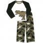 CARTER'S Boy's Size 4 Green DINOSAUR Fleece Pajama Set