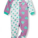 Toddler Girl's Size 3T MOMMY'S GAL Hearts Fleece Footed Pajama Sleeper, PJ's