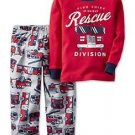 Carter's Boy's Size 3T, 4T OR 5T Rescue Firetruck Cotton and Fleece Pajama Set
