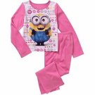 DESPICABLE ME MINION BOB Girl's 6/6X OR 7/8 Flannel Fleece Pajama Set