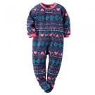CARTER'S Girl's 2T, 3T, 4T OR 5T Blue Fair Isle Fleece Blanket Pajama Sleeper