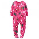 Girl's Size 4T Pink Christmas Trees, Santa Fleece Footed Pajama Sleeper