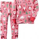 Carter's Girl's 3T, 4T OR 5T Pink Santa Clause Print Cotton Christmas Pajama Set