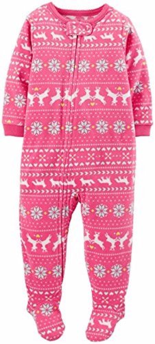 CARTER'S Girl's 3T Pink Reindeer Fair Isle Blanket Fleece Pajama Sleeper
