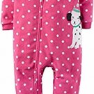 CARTER'S Girl's Size 3T Pink Dot Dalmatian Dog Fleece Footed Pajama Sleeper