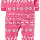 CARTER'S Girl's 5T Pink Reindeer Fair Isle Blanket Fleece Pajama Sleeper