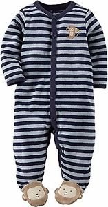 Carter's Striped Monkey Baby Boy's Terry Sleep & Play Size 3 Months