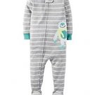 Carter's Boy's Size 3T, 4T OR 5T YETI ABOMINABLE Striped Cotton Footed Pajamas