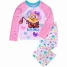 DESPICABLE ME UNIQUE Minion Girl's Size 6/6X Graphic Pajama Top, Fleece Pants