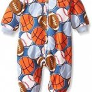 Toddler Boy's 5T Sports Ball Print Fleece Footed Blanket Pajama Sleeper