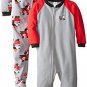 Boy's Size 4T Puppy Dog Fire Truck Set of 2 Fleece Footed Pajama Sleepers