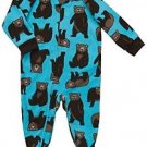 CARTER'S Boy's Size 3T Turquoise Grizzly Bear Fleece Footed Pajama Sleeper