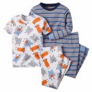 CARTER'S Boy's 3T OR 5T Striped Monster Print 4-Piece Pajama Pants Set