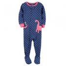 Girl's 3T, 4T OR 5T Polka Dot DINOSAUR Dino Cotton Footed Pajama Sleeper