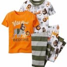CARTER'S Boy's 4T 4-Piece JUNGLE ANIMAL Wild About Bedtime Pajama Set