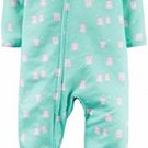 Carter's Girl's 4T Polyester Jersey Mint Green Owl Print Footed Pajama Sleeper
