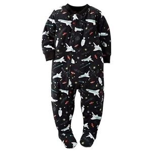 CARTER'S Boy's Size 6 OR 7 Outer Space Ships Fleece Footed Pajama Sleeper