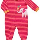 CARTER'S Girl's Size 3T Striped Pink ELEPHANT Fleece Footed Pajama Sleeper,