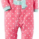 Carter's Girl's 3T, 4T OR 5T Pink Pug Puppy Dog Fleece Footed Pajama Sleeper