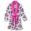Minnie Mouse Girls Size 4 Pink Bows Plush Fleece Bathrobe Robe