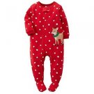 Toddler Girl's 4 Christmas Dot Reindeer Wreath Fleece Footed Pajama Sleeper